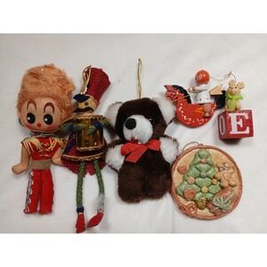 Set 6 Vintage Christmas Ornaments Rare Mixed Lot